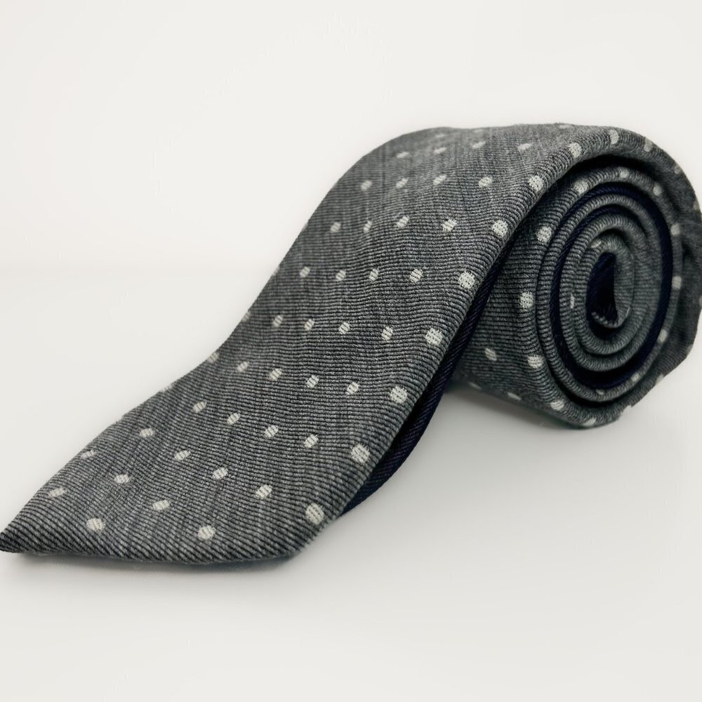 Nwot Cotton PolkaDot Tie from Tommy Hilfiger | Soft Cotton in Classic Gray/White